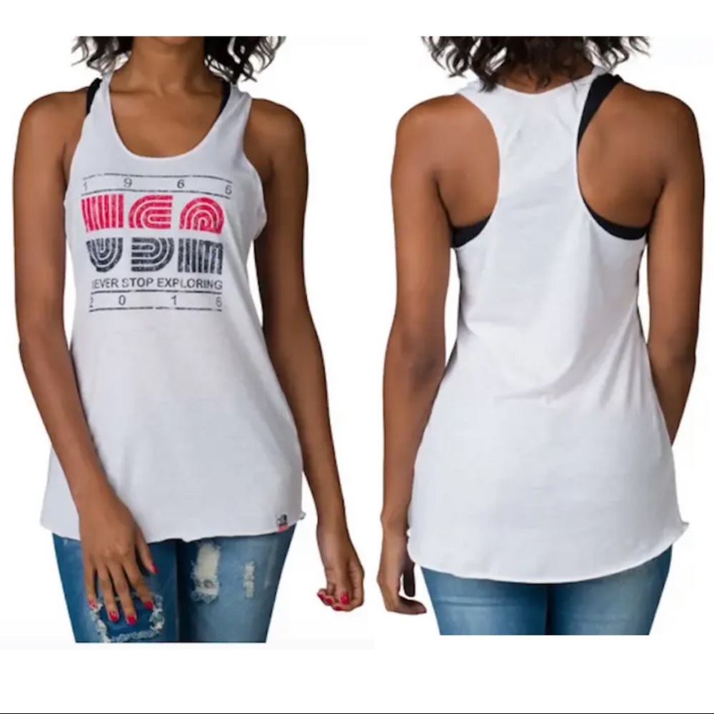 THE NORTH FACE USA tri blend tank top slim fit racerback size L white